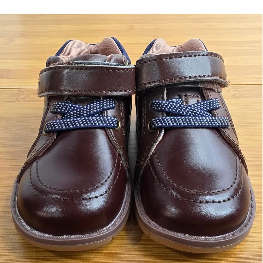 Stride Rite SRT Anders Boys Brown Leather Hook and Loop Shoes BB018501 Size 4M
